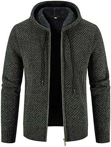 Masculino com capuz de capuz de capuz de capuz de tricô xadrez suéter de casaco de tração quente casaco de cores sólidas