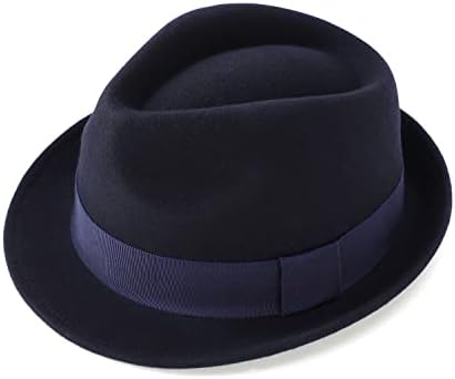Casa prefira lã de lã masculina feltro de inverno chapéu curto fedora chapéu