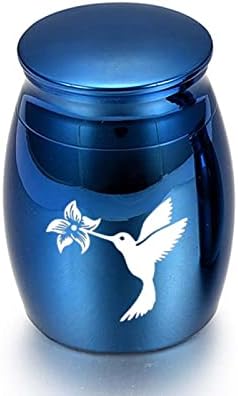 YHSG Hummingbird Funeral Urn Memorial Cremação Urna Cinzas Humanas/Pet feitas de liga de alumínio, azul, 30x40mm