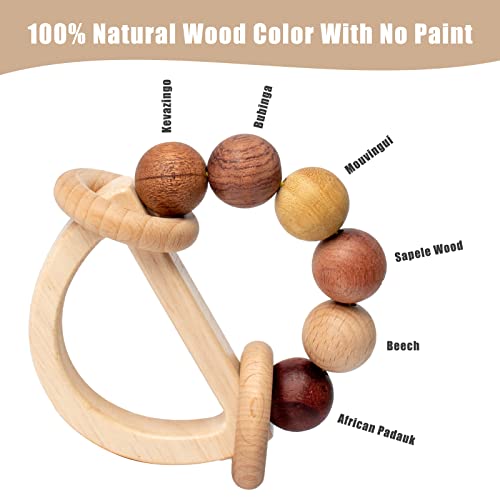 Baby Wooden Rattle Toy Set Montessori Wood Color Baby Rings para recém -nascido 0 6 12 meses