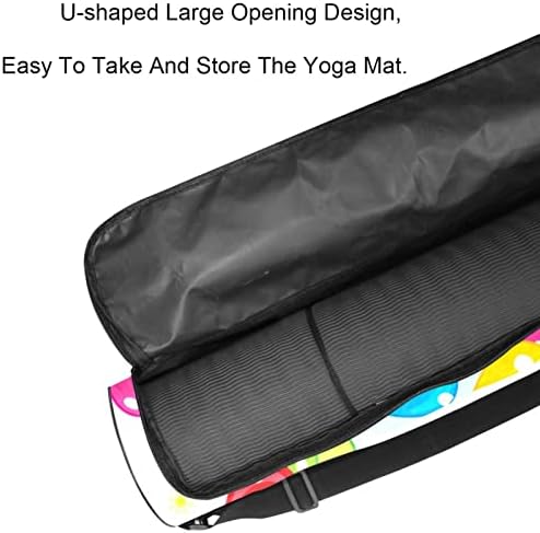 Yoga Mat Carry Bag Gym Beach Pilates Carrier Carrier Cartoon Cute Cogumelo colorido Daisy, 6.7x33.9in/17x86 cm