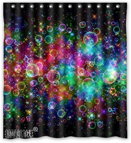 Casa de crianças engraçadas Bolhas coloridas lindas abstrato de arco-íris- Personalize cortina de chuveiro personalizada Tecido