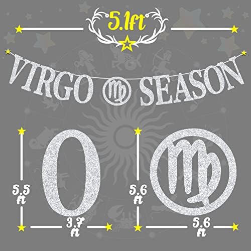 Banner de estação de Virgem Sliver Glitter, Zodiac Virgo/Horoscópio Astrologia Decorações de Partidas, Funny 18/21/25/30/40º/40º