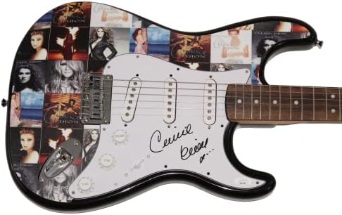 Celine Dion assinou autógrafo em tamanho real personalizado único Fender Stratocaster GUITAR ELÉTRICO Signatura completa