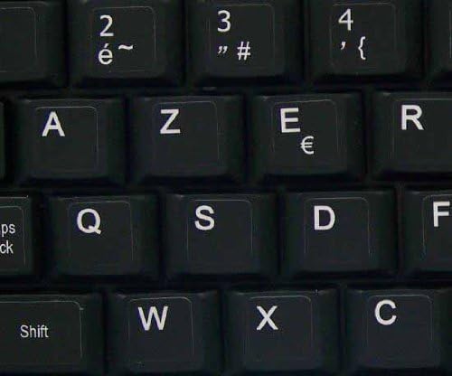 Etiquetas de teclado de netbooks francês Azerty no fundo preto