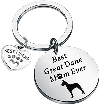 Fustmw Great Dane Lover Gifts Best Great Dane Mom Ever Keychain Great Dane Mom Gifts Para donos de cães