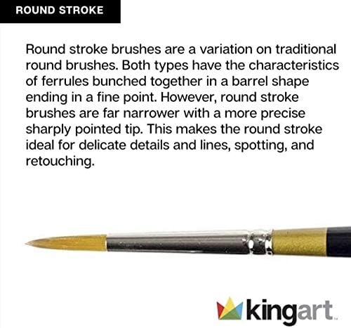 Kingart Original Gold 9040-6, Brush Premium Artist, Golden Taklon Round Stroke-Size: 6, Black