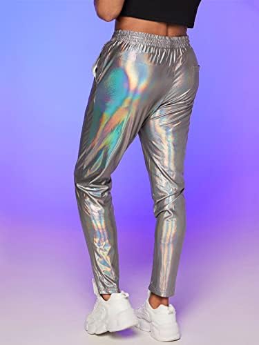 Calças holográficas de gorgitter gorglitter masculino