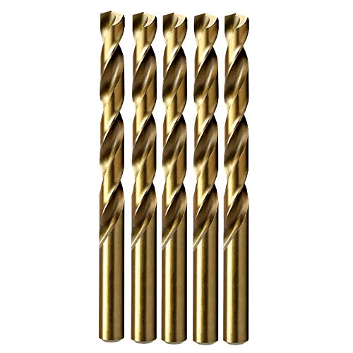 Maxtool 1/4 5pcs Identical Jobber Length Drills HSS M42 Twist Bits Drill Bits 8% Cobalt Futura de haste direta totalmente moída de ouro; JBF42G10R16P5