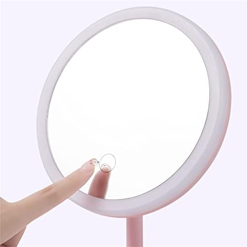 Espelhos LED Light Makeup espelho de armazenamento LED Mirror Face Ajuste Touch Dimmer USB Vanidade LED espelho de mesa de mesa espelho cosmético (cor: rosa, tamanho