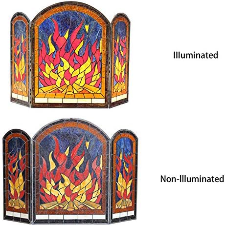 Chloe Lighting Flame Tiffany 3pcs Arched Dobing Larerplace Screen 42 de largura