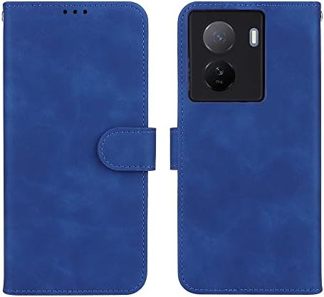 MAAEZ Phone Protetive Shell Compatível com estojo Vivo IQOO Z7, capa de couro Flip PU Caixa de telefone com cartão de