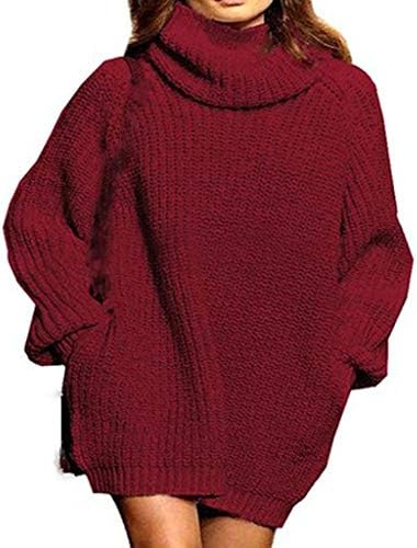 Camisolas de gola alta feminino Manga Batwing Sweater Casual Sweater Sweater Dress Kunky Tops Tops de Jujista de grandes