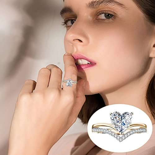 Mulheres prometem anéis anel de casamento em forma de coração para mulheres anel de noivado de stromestone Packable Jewelry Gifts Promise