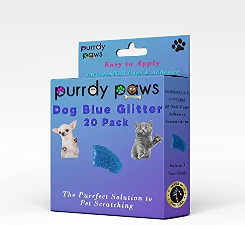 Capas de unhas macias para garras de cão azul glitter jumbo