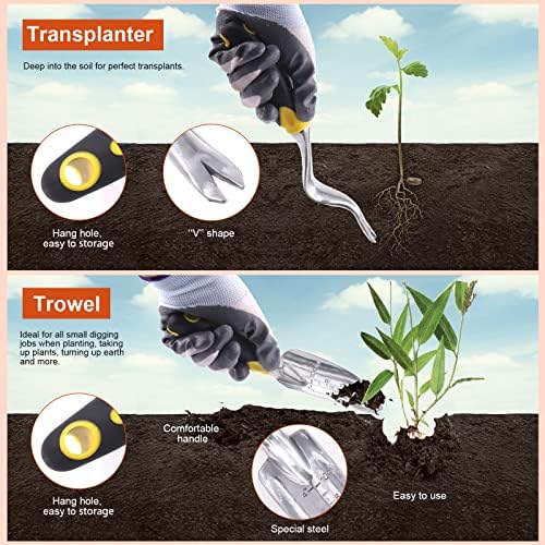 O conjunto de plantadores de lâmpada TanStic 8pcs inclui plantador de bulbo com marcadores de profundidade, espátula de transplante