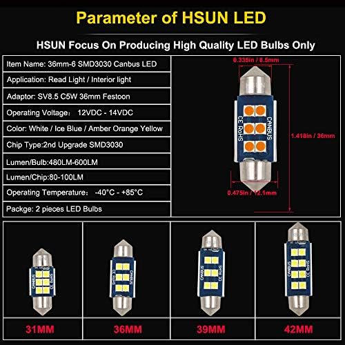 HSUN 36mm feston c5w led lâmpada, 6411 6413 6418 6461 6486x DE3423 DE3425 6LED SMD3030 CHIP PARA INTOIR