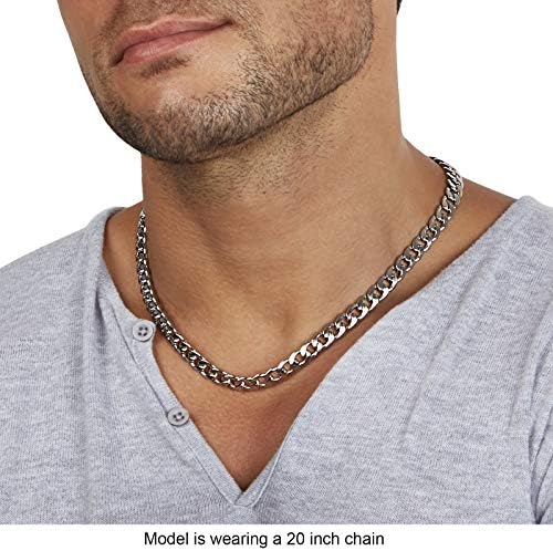 Corrente de meio -fio de 9mm de Silvadore para homens - Colar de colar para homens jóias de aço inoxidável cubano - pescoço