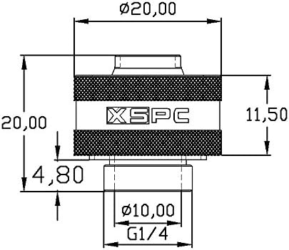XSPC G1/4 a 3/8 ID, 5/8 OD Compressão Ajuste V2 para tubos macios, preto fosco