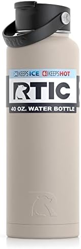RTIC 40 onças de garrafa isolada de vácuo, isolamento de parede dupla em aço inoxidável de metal, balão térmico reutilizável