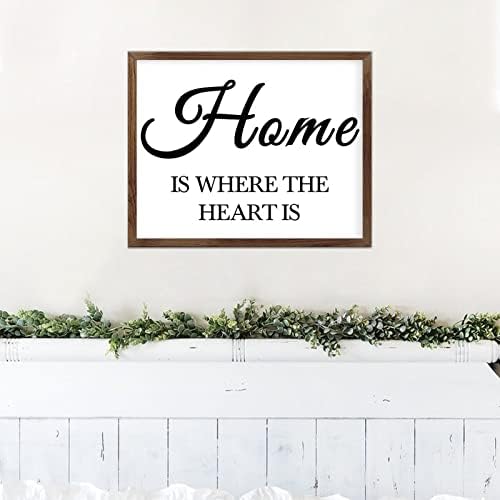 Signo de madeira antiga 16x20 polegadas, casa é onde o coração é a decoração de parede da fazenda decoração decorativa decoração