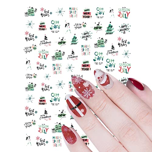 Feliz Natal Decalques de unhas Decoração auto adesiva adesiva de unhas Manicure Design Branca de neve para design de unhas