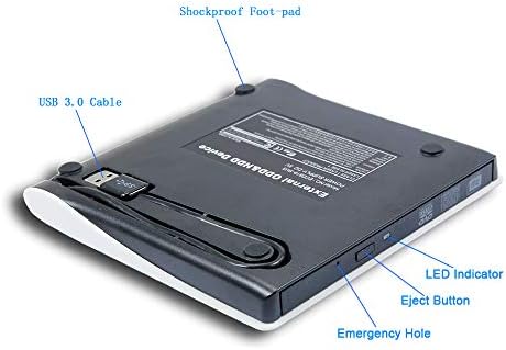 Ultra Thin Externo USB 3.0 DVD CD-ROM Player, portátil 8x DVD+-RW DL CD-R Burner Optical Drive para HP Specter X360 360X 360