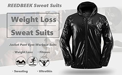 Reedbeek Professional Anti-Rip Sauna Suit Sweat Suwer Sweat com capuz boxing MMA Treining Gym Jacket Top e Pant Sorkout Full-Zip Faciais para homens e mulheres