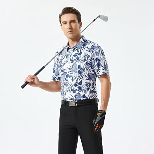 Camisas de golfe para homens Performance de ajuste seco Imprimir impressão de manga curta Humavadura Wicking Golf Polo Shirts