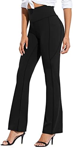 Baleaf Women's 29 /32 Bootcut Yoga Work Pants High Wistide com bolsos calças casuais de negócios esticadas