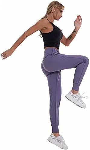Ronanemon Joggers for Women com bolsos, treino de cintura alta ioga cônica Sortpants calças de lounge feminino