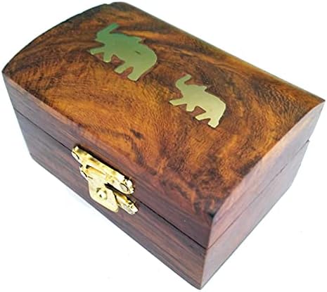 UP24INTO7 Caixa de jóias pequenas, design de elefantes artesanais, mini organizador de viagens Caso de armazenamento