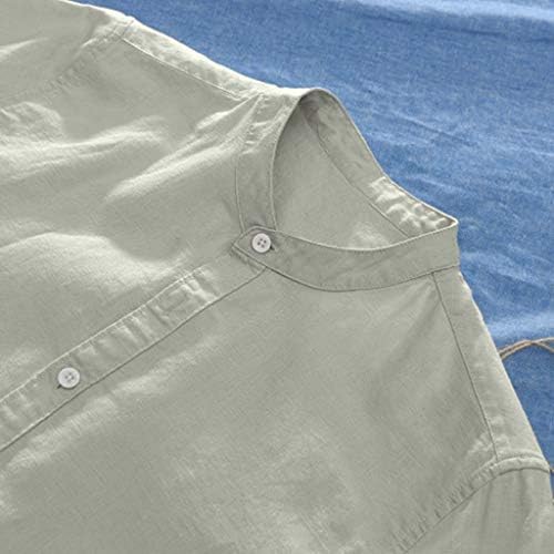 ZDDO Men's Cotton Linen Button Down Down Camisetas de manga curta Casual casual Casual Summer Loose Fit Beach Tops
