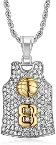 Mayiahey Número 8 Colar de basquete, colar de camisa de basquete nº 8 para homens, jóias pendentes de basquete de