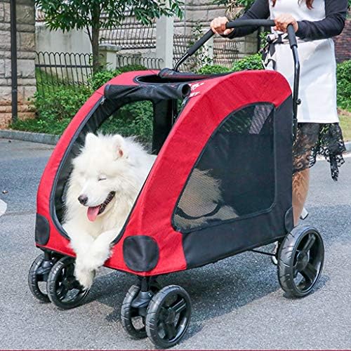 PRAM de 4 rodas dobráveis ​​para carrinho de cachorro, carrinho de carrinho de carrinho de pet -tease para gatos e cães até 55