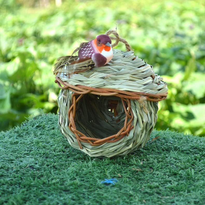 Fegoclt respirável na mão de palha de palha de ninho de pássaro quente gaiola de pássaro ao ar livre decoração de grama acessórios