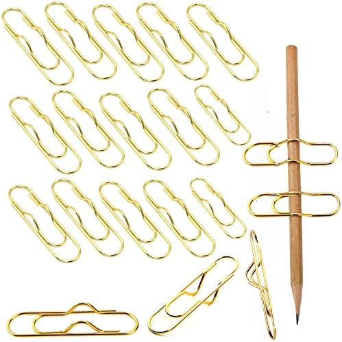 Coksdupid 20pcs clipes de lápis de metal, clipes de caneta de ouro multifuncionais, porta -caneta de clipe de papel portátil