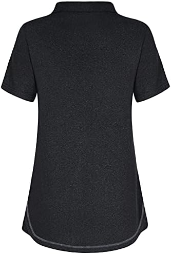 Yakestyle Women's V Neck Golf Camisetas de manga curta atlética de umidade rápida Tênis Tênis Wicking Yoga Golf Polo camisas