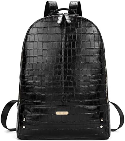 Mochila laptop Cluci para mulheres de couro de 15,6 polegadas Backpack Viagem Vintage Large Bag