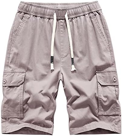 Shorts de carga para homens de verão Casual de cor sólida cintura elástica ao ar livre esportes calças curtas shorts de algodão de ajuste clássico