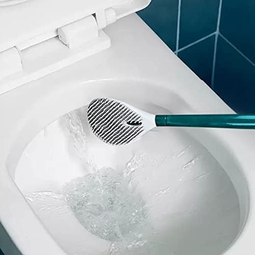 Brush e suporte do vaso sanitário de silicone para banheiro, escova de vaso sanitário flexível de cabeça com cerdas