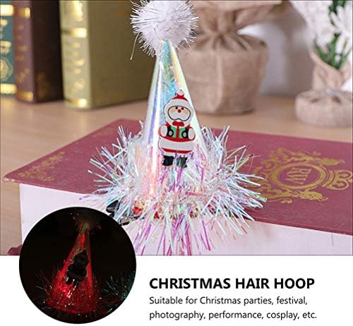 Bestoyard 2pcs Hairclip de natal natal chapéu luminoso banda de cabelo acessórios de cabelo de natal
