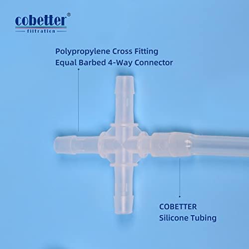 Conector Farmacêutico de Cobetter Conector Cruzado de polipropileno Junta de 4 vias para tubulação de 1/4 , pacote de 10