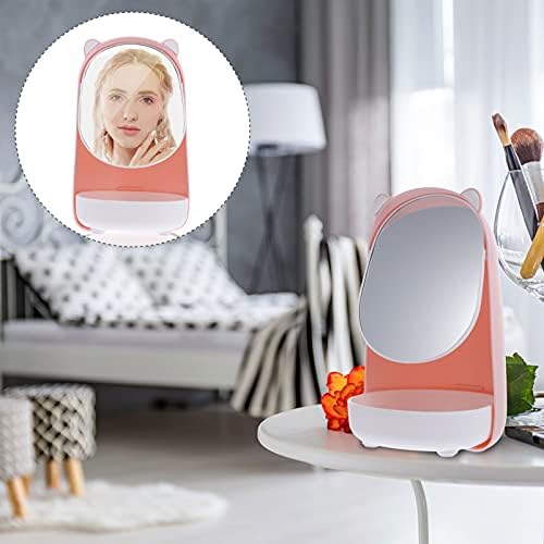 6pcs Mulheres Mirror Organizador Cosmético Casa de beleza compacta portátil e portátil com grils chique em forma bela ferramenta rosa suporte de desktop decoração de mesa de mesa