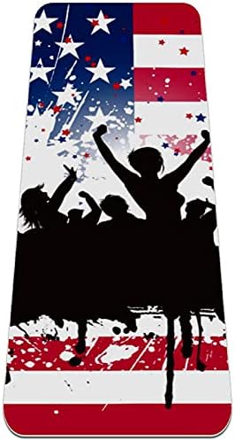 Multidão do Partido Siebzeh em uma bandeira americana Independence Day Premium grossa Yoga Mat Eco Amigável para a Saúde e Fitness