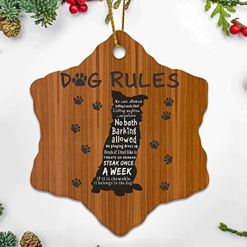Memorial pendente de natal ornamentos silhueta de cachorro regras de cão engraçado citações sem banho latindo permitido cão