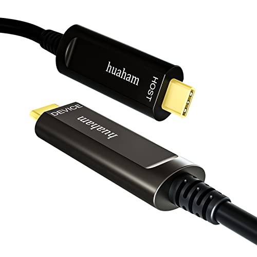Huaham fibra óptica USB C a USB C Cabo C 15m/50 pés de longa distância Transmissão de longa distância Cabo USB 3.1, AOC 10 Gbps