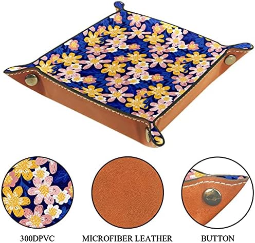 Desenho à mão Padrão floral Prático Microfiber Leather Storage Bandeja de mesa de mesa de caba