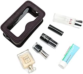 Daisy Rose Cosmetic Higienetry Bag Saco de viagem - impermeável e TSA aprovada, Pu Vegan Leather - Brown Check