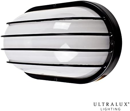 ULTRALUX 11 polegadas Black Utility LED BULKHEAD LUTA, MOLHO DE FLION PARA PAREDE OU TETENO, LENS DE RESINA RESISTRANTE DE UV NÃO